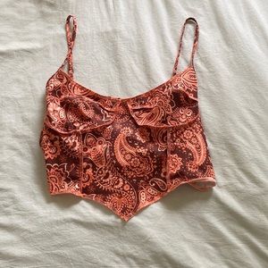 Orange Paisley Cropped Tank